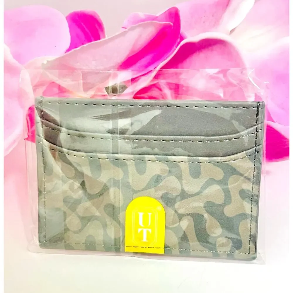 NWT Slim Card Holder Wallet Gray Camo Card Case RFID Style Minimalist Wallet